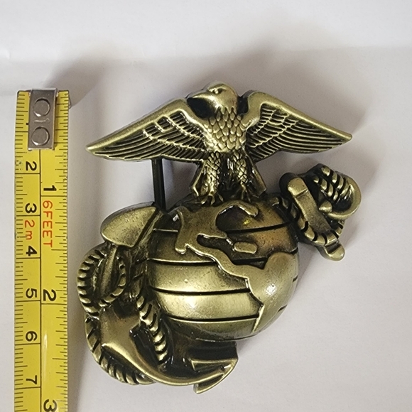 New USMC Marine Corps signet belt buckle 3" Gold Or Silver - Picture 8 of 8